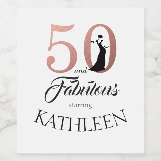 Rose Gold 50 und fabelhafter Geburtsname Weinetikett (Einzelnes Label)