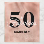 Rose Gold 50 und fabelhafter Geburtstag Personalis Weinetikett (Einzelnes Label)
