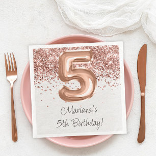 Rose Gold 5. Geburtstagsfeier Serviette