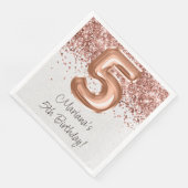 Rose Gold 5. Geburtstagsfeier Serviette (Ecke)