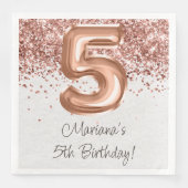 Rose Gold 5. Geburtstagsfeier Serviette (Vorderseite)