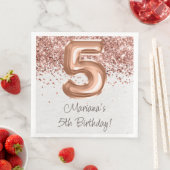 Rose Gold 5. Geburtstagsfeier Serviette (Beispiel)