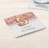 Rose Gold 5. Geburtstagsfeier Untersetzer (angewinkelt)