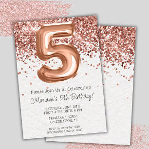 Rose Gold 5. Geburtstagsparty Einladung