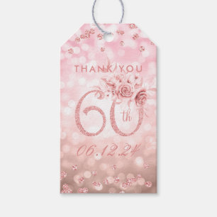 Rose Gold 60. Geburtstag Danke Glam Lights Geschenkanhänger
