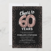 Rose Gold 60. Geburtstag Einladung (Vorderseite)