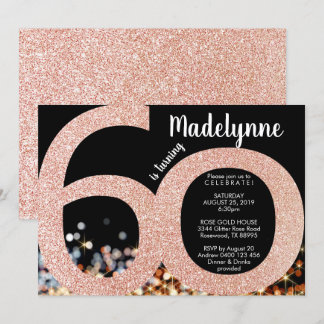 Rose Gold 60. Geburtstag Einladung - Frauen 60.