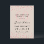 Rose Gold 60. Geburtstag Rett Datum Confetti Beige Einladung<br><div class="desc">Elegantes "60th Birthday Party" Design mit Imitats Glitzer Konfetti und Details Text. Einfach zu bedienen und leicht zu personalisieren. Bestelle noch heute!</div>