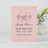 Rose Gold 60. Geburtstag Rett Datum Confetti Blush