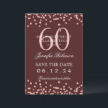 Rose Gold 60. Geburtstag Save the Date Burgund Einladung<br><div class="desc">Elegantes "60th Birthday Party" Design mit Imitats Glitzer Konfetti & Details Text. Einfach zu bedienen und leicht zu personalisieren. Bestelle noch heute!</div>