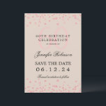 Rose Gold 60. Geburtstag Save the Date Champagner Einladung<br><div class="desc">Elegantes "60th Birthday Party" Design mit Imitats Glitzer Konfetti & Details Text. Einfach zu bedienen und leicht zu personalisieren. Bestelle noch heute!</div>