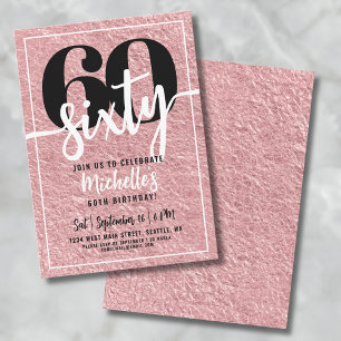 Rose Gold 60. Geburtstagsfeier Einladung