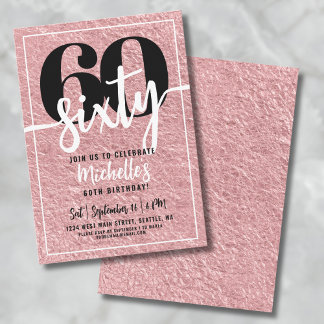 Rose Gold 60. Geburtstagsparty Einladung