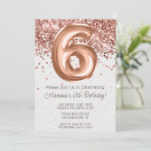 Rose Gold 6. Geburtstagsparty Einladung (Stehend Vorderseite)