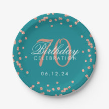 Rose Gold 70. Geburtstag Glitzer Confetti Aquamari