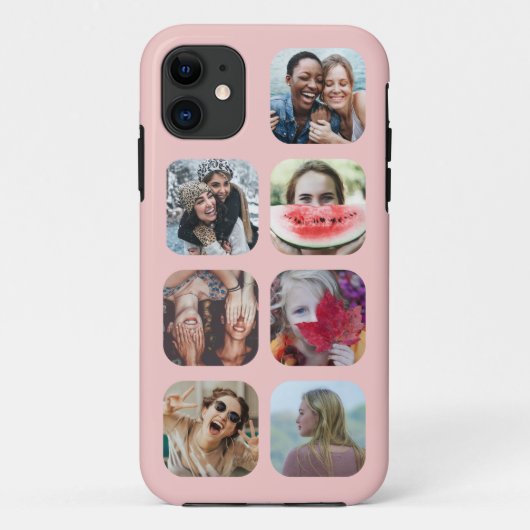 Rose Gold 7 Foto Square Template Collage iPhone C Case-Mate iPhone Hülle (Rückseite)
