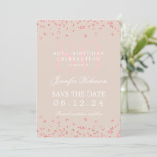 Rose Gold 80. Geburtstag Rett Date Details Champag Einladung