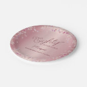 Rose Gold 80th Birthday Party Paper Plate Pappteller (Schrägansicht)