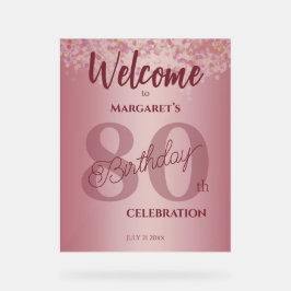Rose Gold 80th Celebration Acrylic Sign Acrylschild