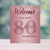 Rose Gold 80th Celebration Acrylic Sign Acrylschild (Neutral)
