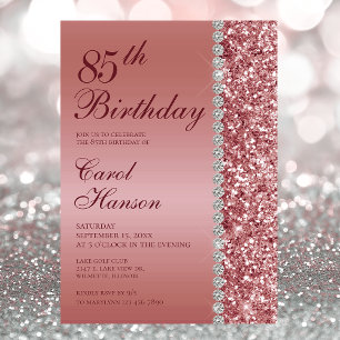 Rose Gold 85. Geburtstag Einladung