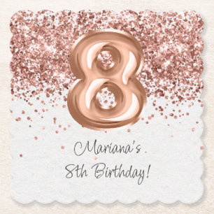 Rose Gold 8. Geburtstagsfeier Untersetzer