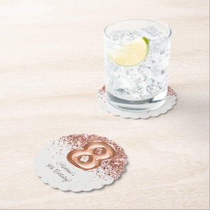 Rose Gold 8. Geburtstagsparty Untersetzer