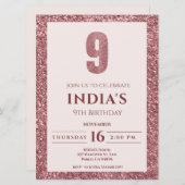Rose Gold 9. Geburtstag Einladung (Vorne/Hinten)