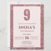 Rose Gold 9. Geburtstag Einladung (Vorderseite)