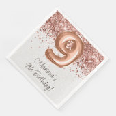 Rose Gold 9. Geburtstagsfeier Serviette (Ecke)