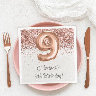 Rose Gold 9. Geburtstagsfeier Serviette