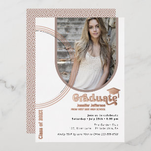  Rose Gold Abschluss 2 Fotos Einladung