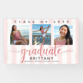 Rose gold Abschluss 3 Foto moderne Glitzer-Skript Banner (Horizontal)