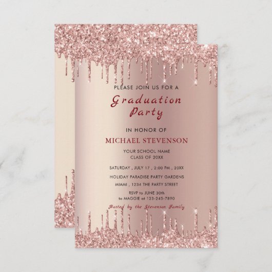 Rose Gold Abschluss Einladung Design Ihre eigene (Vorne/Hinten)