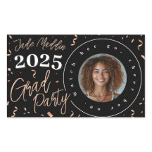 Rose Gold Abschluss Foto Confetti Design Sticker