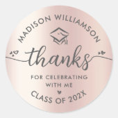 Rose Gold Abschluss Moderne Vielen Dank, dass Sie Runder Aufkleber (Vorderseite)