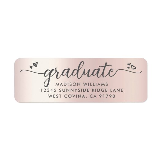 Rose Gold Abschluss Script unterstützt Moderne Adr (Vorne)