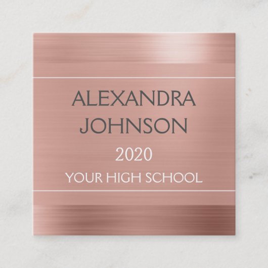 Rose Gold - Abschluss Student Contact Card Telefonnummerkarte (Vorderseite)