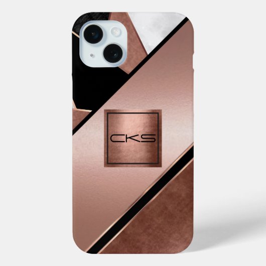 Rose Gold Abstrakt | Monogramm Case-Mate iPhone Hülle (Rückseite)