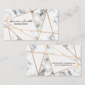 Rose Gold Abstrakte Metalllinien | Marmor Visitenkarte (Vorne/Hinten)