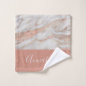Rose Gold abstrakter Marmor eleganter Mädchenname Badhandtuch Set (Waschlappen)
