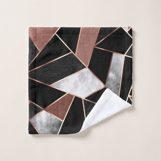 Rose Gold Abstraktes Muster Badetuch Set (Waschlappen)