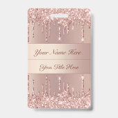 Rose Gold-Abzeichen-Vorlage mit Individuelle Name- Ausweis (Rückseite)