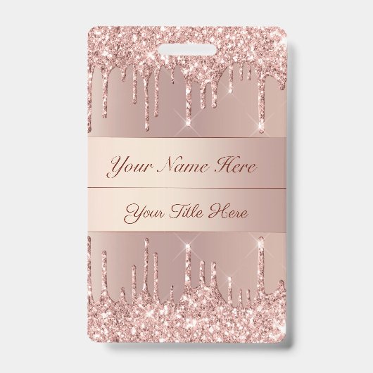 Rose Gold-Abzeichen-Vorlage mit Individuelle Name- Ausweis (Vorderseite)