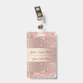 Rose Gold-Abzeichen-Vorlage mit Individuelle Name- Ausweis (Rückseite mit Clip)