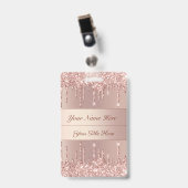 Rose Gold-Abzeichen-Vorlage mit Individuelle Name- Ausweis (Vorderseite mit Clip)