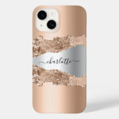 Rose Gold-Agar-Marmor-Namensskript Case-Mate iPhone Hülle (Rückseite)