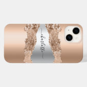 Rose Gold-Agar-Marmor-Namensskript Case-Mate iPhone Hülle (Rückseite (Horizontal))
