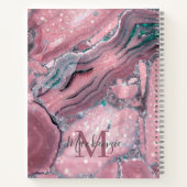 Rose Gold Agate Geode Chic Sparkle Monogram Notizblock (Rückseite)