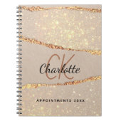 Rose Gold agate Glitzer Marmor Monogramm Luxus Notizblock (Vorderseite)